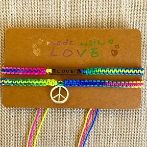 NWT Love and Peace Macrame Friendship bracelets